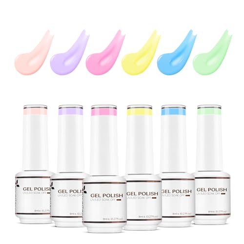 Nicedeco Kit Smalto Semipermanente Unghie Macarons Unghie Smalti Gel Per Unghie Lampada Uv Led Soak Off Nail Polish Normal Set 2, 6X8Ml