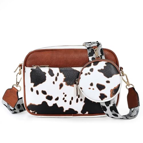 Crossbody Purses for Women Vegan Leather Small Handbags Bags with Detachable Coin Pouch Adjustable Guitar Wide Strap