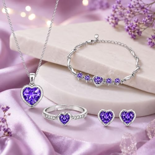 Image of Nilu's Collection Rose Gold And Silver Plated Heart Shape Jewellery Set For Women