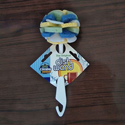 Compac’s Dish Spongewand Plus Tri Surface Scrubbing Sponge With Cello Foam Scour Sponge Petals, Cleans Dishes, Glassware 360° Scrubber Pads For Tough To Clean Pots Pans, Multi-Color, (Pack Of 6) #TOP4