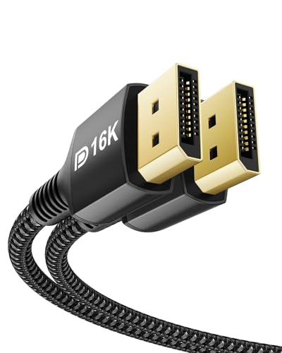 Stouchi 2Pack DisplayPort Kabel 2.1 3M DP2.1/2.0 Kabel 16K@60Hz,10K@60Hz,8K@120Hz,4K@240Hz 165Hz 144Hz Unterstützt 80Gbps HDR DSC1.2a FreeSync G-Sync Display Port 2.1 Kabel für Gaming Monitor Schwarz