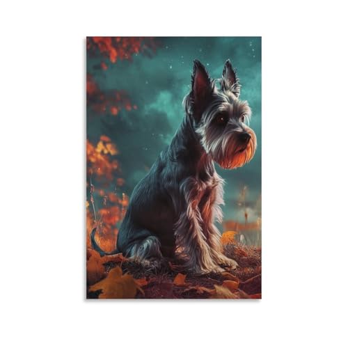 Impression sur toile Schnauzer haute definition decoration moderne de salle a manger 40x60