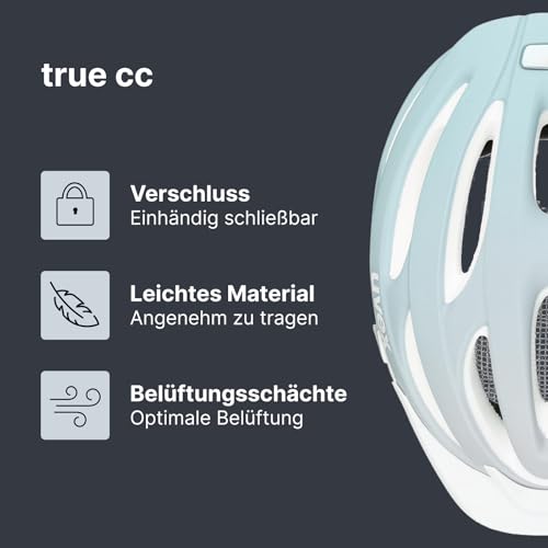 uvex True cc - Leichter Fahrradhelm für Damen und Herren - individuelle Größenanpassung - erweiterbar mit LED-Licht - papyros - peakock matt - 52-55 cm