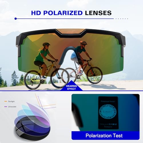 Image of kimorn Z87 Polarized Sport Sunglasses for Men | Wrap around Sport Frame, Polarized Lenses, Driving Fishing Cycling