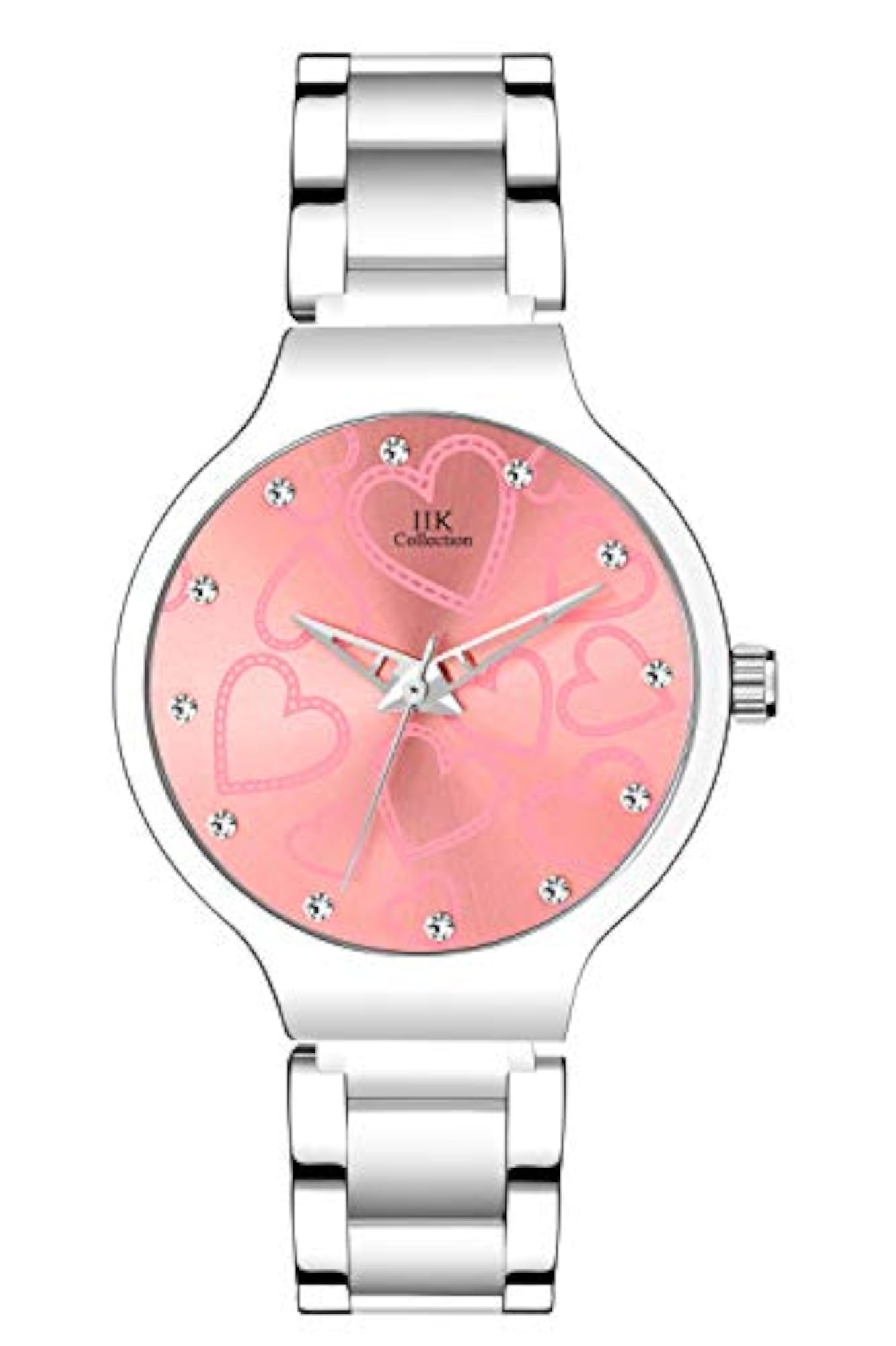 Women's Analogue Pink Dial Silver Bracelet Watch