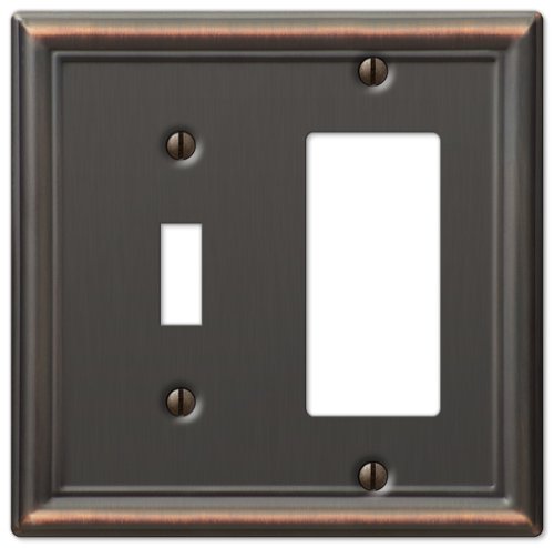 AmerTac 149TRDB 1TGL/1RK ABRZ WALL PLATE, Single Toggle/Single Rocker-GFCI, Aged Bronze