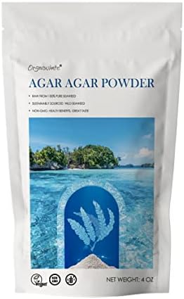 Agar Agar Powder 4 Oz Raw from 100% Pure Seaweed,Vegan Cheese Powder,Gelatin Powder for Baking,Vegetarian Gelling Agent,Flakes,Thickener,Petri Dishes,4 Oz