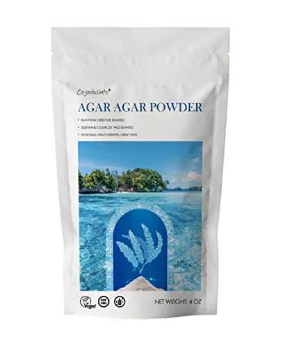 Agar Agar Powder 4 Oz Raw From 100% Pure Seaweed,Vegan Cheese Powder,Gelatin Powder For Baking,Vegetarian Gelling Agent,Flakes,Thickener,Petri Dishes,4 Oz #TOP9