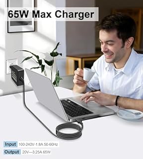 Adattatore da parete USB C da 65 W per Mac Book Pro, Huawei Matebook, Acer Chromebook, Dell, HP, Lenovo e tutti i computer portatili o telefoni intelligenti con USB di tipo C, compatibile anche con
