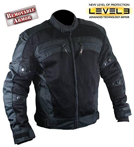 Xelement CF380 Black Tri-Tex Mesh Motorcycle Sport Jacket For Men with X Armor — view 7