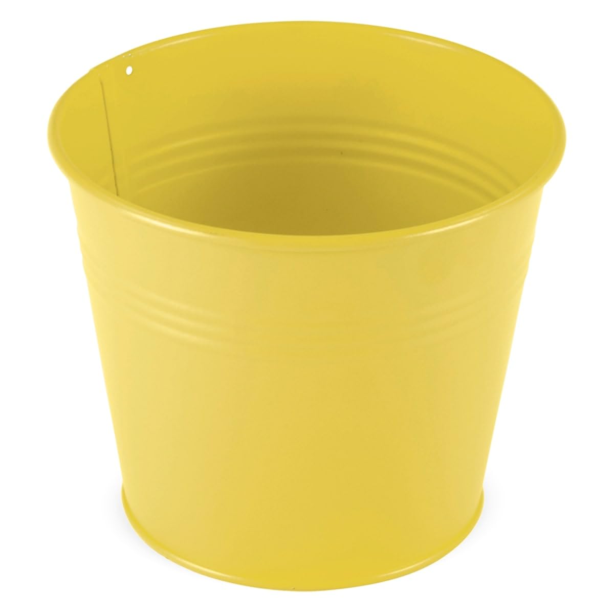 Small Metal Flower Pot in Yellow 14 cm x 13 cm - Planter as Orchid Pot, Plant Pot, Herb Pot, Bonsai Pot and Plant Accessories - Flower Planter for Balcony and Windowsill Decoration
