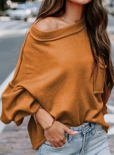 EVALESS Women's 2024 Lantern Long Sleeve Crewneck Sweater Casual Solid Color Ribbed Hem Knitwear Pullover Cropped Tops2