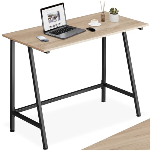 tectake® Mesa Escritorio de Madera con Estructura Resistente, Mesa de Ordenador para Oficina, Diseño Industrial, Mesa de Escritorio Moderna - 100 x 50 x 77 cm Madera Industrial Clara, Roble Sonoma
