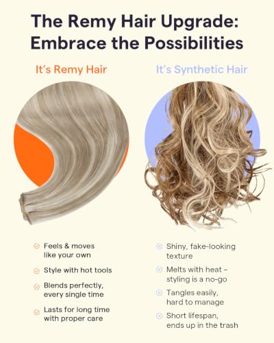 Image of Full Shine 16 Inch Lace Weft Human Hair Clip in Extensions, 3 Pcs 60g, #16P22 | Hair Extensions Clip in, Silky Straight Fill ins, Natural Look for Daily Wear, 18 Inch 3 Pcs 60g