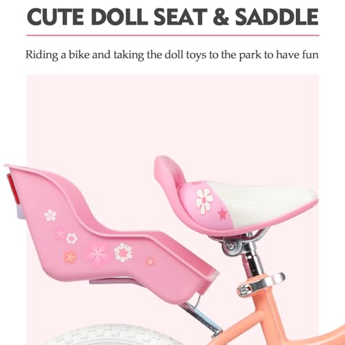Image of Glerc Petal Girls Bike 12-18 Inch for Ages 2-9, Kids Bike with Training Wheels, Basket & Streamers, Princess Style Kids Bicycle, for Girls