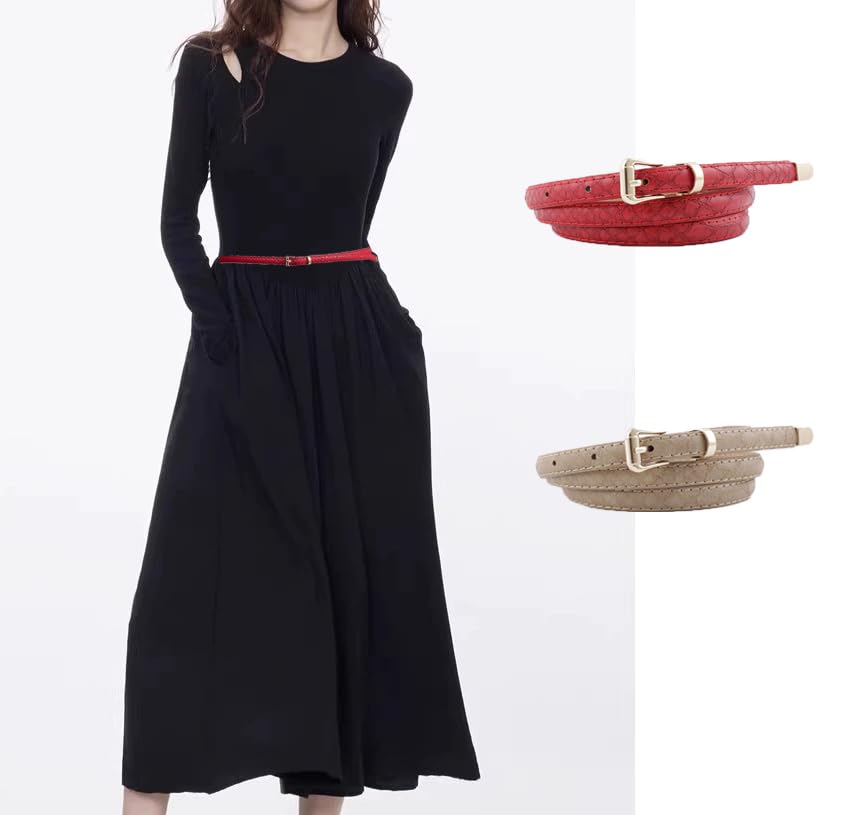 COTIM COYIN Women's Skinny Embossed Leather Belt for Jeans Dresses Pant2