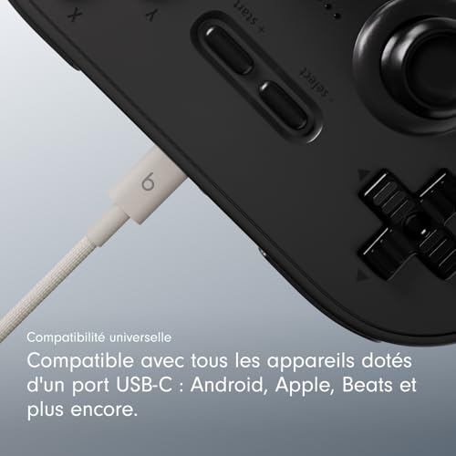 Beats USB-A vers USB-C Câble tissé , charge rapide, design durable et anti-nœuds, chargeur compatible pour les appareils Apple et Android (1,5 m) - Gris éclair