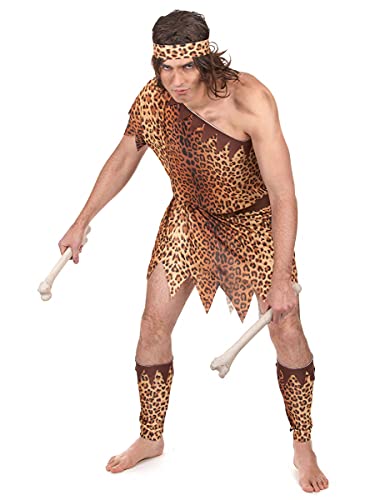 DEGUISE TOI - Déguisement homme des cavernes - Robe - Bandeau - Ceinture - 2 Jambières - Taille Unique (42) - Marron - Déguisements adultes - 100% Polyester...