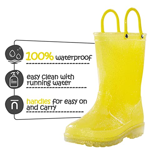 K Komforme Girls Rain Boots,Kids Glitter Waterproof Boots With Easy-On Handles #TOP2