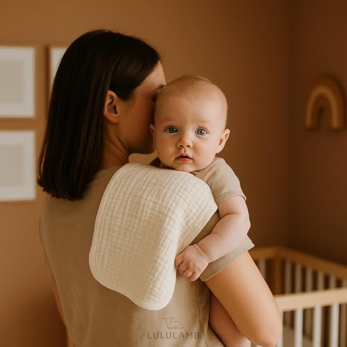 Premium 100% Muslin Cotton Burp Cloths 20" x 10", 6 Layer Large, 6 Pack, Ultra Absorbent for Baby Drool and Messes – Plush, Non-Irritating & Delicate Baby Burp Cloths for Boys & Girls (Snow)2