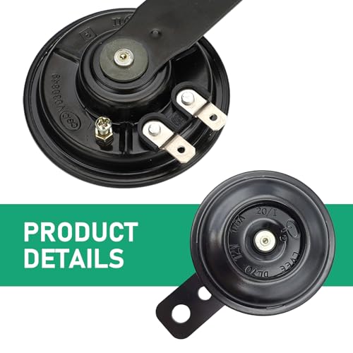 getfay 1 PC Motorcycle Round Horn, 2.5\" x 3.7\" 12V Super Loud Safety Warning Horn, Iron Waterproof Rust-proof Strong Penetrating Horn, Universal Modified Loudspeaker for Motorcycles Scooters (Black) - Thumbnail 3