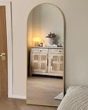 SUNQUEEN 58'x19' Floor Mirror Full Length, Arched Full Length Mirror with Stand, Full Body Mirrors for Bedroom Living Room or Cloakroom Gold