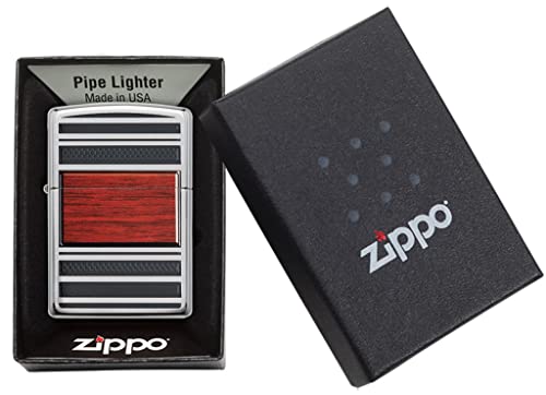 Zippo Wood Grain High Polish Chrome Pipe Pocket Lighter - Image 7