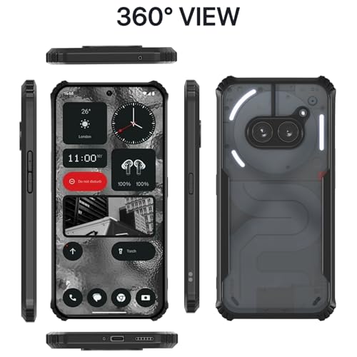 Image of Pikkme Back Cover for Nothing Phone 2A / Nothing Phone 2A Plus | Ultra Hybrid Shockproof Case | Full Camera Protection | Raised Edges | Clear Transparent Bumper Case (Black)