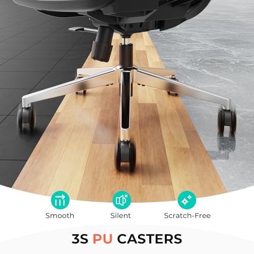 CAPOT Ergonomic Mesh Office Chair, Adjustable Lumbar High Back Desk Chair 400lbs, 4D Flip-up Arms, 3-Level Tilt Backrest, 3D Headrest, PU Wheels, Swivel Rolling Computer Seating for Long Desk Work