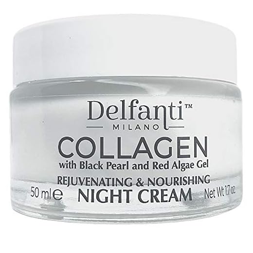 Delfanti-Milano • COLLAGEN REJUVENATING AND NOURISHING Night Cream • Face and Neck Moisturizer with BLACK PEARL and RED ALGAE GEL• Made in Italy