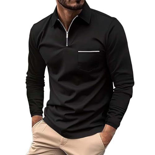 トップス MAN-TLE LongSleeve Polo sizeM Long Sleeve Polo Shirts for Men Quarter Zip Sweatshirts Lapel