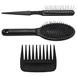 OYWOBET 3パック ブラック ウィッグ ブラシ コーム セット ループ ウィッグ ブラシ ヘア エクステンション ワイドトゥース エッジ コーム ウィッグ/合成エクステンション用