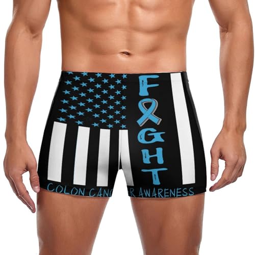 Melbrakin Costume da Bagno da Uomo Breast Cancer Warrior Support Squad Colon Cancer, Slip da Bagno Sportivi da Uomo, Boxer Originali
