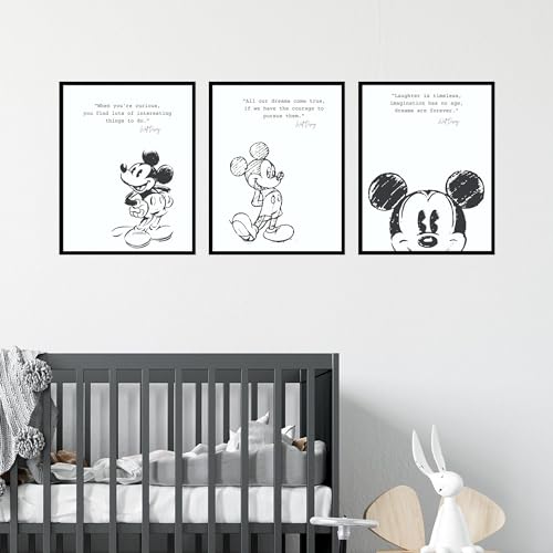 BigWig Prints Mickey Mouse Wall Decor - Mickey Mouse Wall Art Quotes, Nursery Decor Pictures, Motivational Inspirational Room Decoration Posters, Bathroom Art Classroom - Unframed 3 Pack (8x10) - Image 3