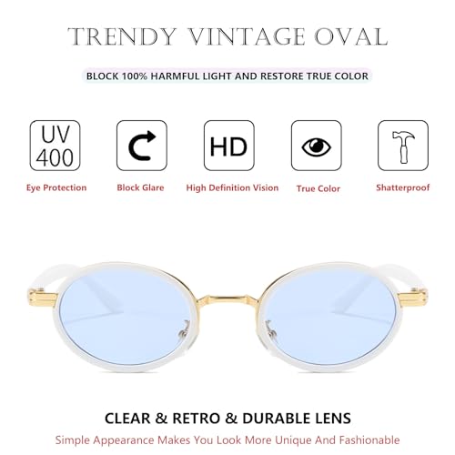 Vintage Steampunk Ovel Sunglasses for Women Men Fashion Semi-Metal Frame Hip-hop punk Glasses UV4004