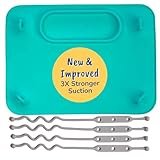 BUSY BABY Silicone Mat - New and Improved Suction Cups, 4 Straps to Secure Baby Essentials, Self Feeding, Baby Led Weaning, Travel Sleeve Included (Spearmint)