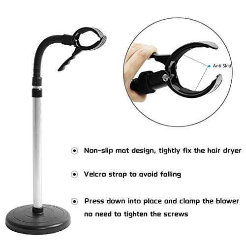 HLGOLDLUO Hair Dryer Stand, 360 Degree Rotating Lazy Hair Dryer Stand Hand Free With Heavy Base, Hands-Free Blow Dryer Holder Countertop, Adjustable Height Countertop Stand by HLGOLDLUO - Image 3