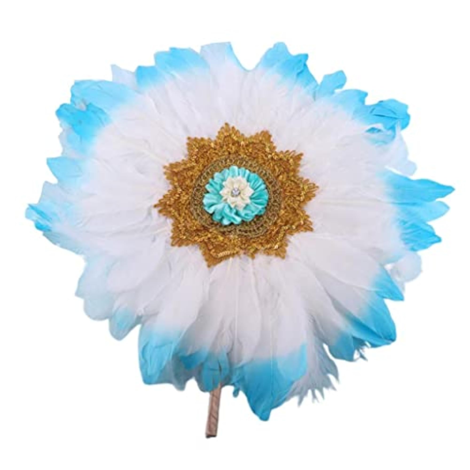 Flapper Feather Round Hand Fan for Weddings
