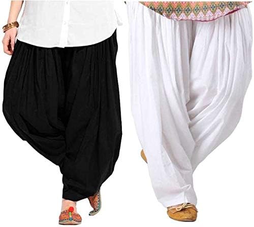 Woman's Plain Cotton Patiala Salwar Combo of 2 (Free Size)
