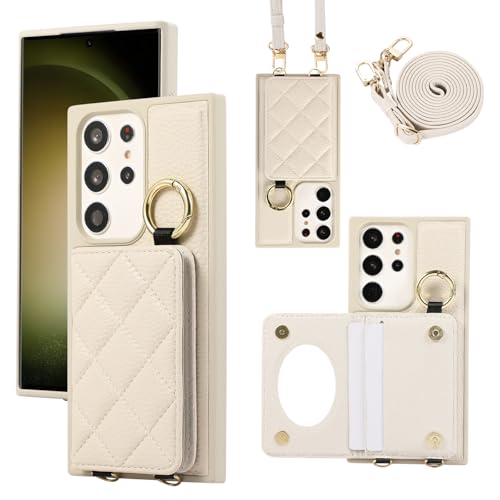 Succtopy Galaxy S22 Ultra �P�[�X �蒠�^ �V�����_�[ �J�o�[ �M�����N�V�[S22 Ultra �P�[�X�蒠�^ ���t�� ������ ��|�� �΂ߊ|�� �X�g���b�v���E�� �M�����N�V�[S22�E���g�� �蒠�^�P�[�X ���z�t�� �����O�t�� SC-