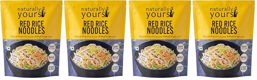 Image of Naturally Yours Red Rice Hakka Noodles | No Maida, Non-Fried, Vegan, Preservative Free | No Onion No Garlic, Jain Friendly | High Iron, Antioxidants & Fiber | Healthy & Easy to Digest | 180g Pack of 4