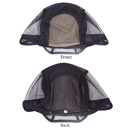 Ytbyt 2 Pieces Black 4X4 Inch U Part Swiss Lace Wig Cap With Adjustable Straps On The Back Glueless Hairnets Lace Wig Cap For Making Wig (Black M) #TOP4