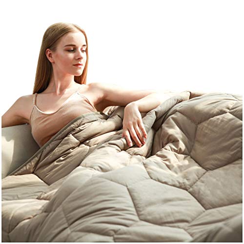 YEMYHOM 100% Cotton Weighted Blanket Adult Bed Heavy Blankets with Glass Beads (60"x80" 20 lbs, Stone)