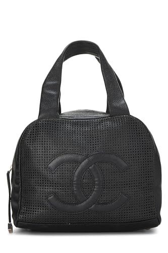Chanel, Pre-loved Black Caviar Perforated 'CC' Handbag Small, Black