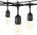 48Ft LED Outdoor String Lights with 15 Dimmable S14 Edison Bulbs, Shatterproof Commercial Grade Hanging Patio Lights for Deck Backyard Bistro Cafe Pergola Gazebo Wedding Garden Vintage Light Decor