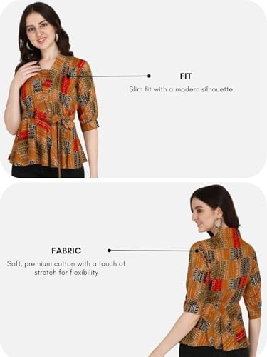 Image of OM SAI LATEST CREATION Women Solid Western Top with Half Sleeves for Office Wear, Casual Wear, Top for Women.