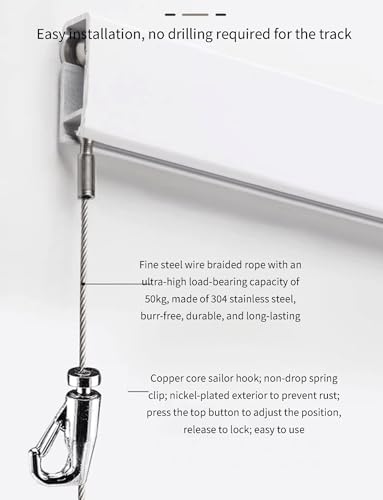 Riel para colgar cuadros de aluminio gris sistema de galería para pared de pasillo 6
