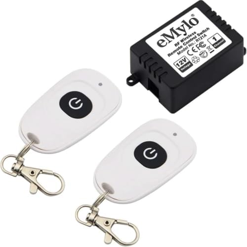 Yasorn Smart RF Relay Switch eMylo Wireless Remote Control Switch DC 12V One Channel Momentary Module 433Mhz Relay Receiver with Two Transmitters