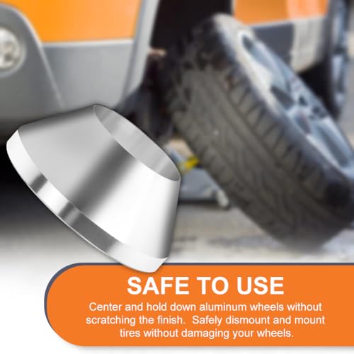 Image of Manual Tire Wheel Changer Centering Cone,Tire Disassembly Auxiliary Tool Billet Aluminum Upgrade Large Wheel Hold Down Cone Compatible with 1.67 inch Diameter Center Post Car Truck(Color:Silver)