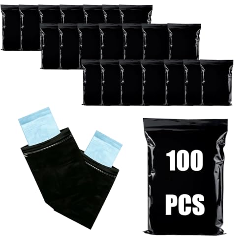 100 piezas Bolsas higiénicas para mujer, 10 * 15 cm, Bolsas higiénicas para compresas sanitarias, Bolsas de Tampones femenina cierres, Bolsas higiénicas negras, adecuado para productos de mujer